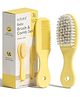 tutots Comb & Brush Set - Yellow | Crafted for Delicate Baby Scalp| Detangle Baby Hair Easily | Ultra Soft Nylon Bristle| Rount tippped Tooth |Scalp Massage and Stimulation,