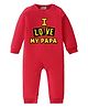 BLUSHES 100% Cotton Knit Full Sleeves I Love My Papa Text Printed Romper - Red