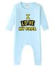 BLUSHES 100% Cotton Knit Full Sleeves I Love My Papa Text Printed Romper - Aqua Blue