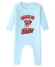 BLUSHES 100% Cotton Knit Full Sleeves Mamu Ki Jaan Text Printed Romper - Aqua Blue