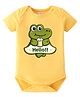 BLUSHES 100% Cotton Knit Half Sleeves Hello Text & Crocodile Printed Onesie - Yellow