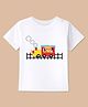 BLUSHES 100% Cotton Knit Half Sleeves Teddy & Train Printed Tee - White