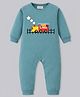 BLUSHES 100% Cotton Knit Full Sleeves Teddy & Train Printed Romper - Turquoise