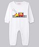 BLUSHES 100% Cotton Knit Full Sleeves Teddy & Train Printed Romper - White