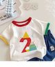 TRENDY ZONE Cotton Knit Half Sleeves 2 Numericals Printed Tee - White