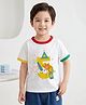 TRENDY ZONE Cotton Knit Half Sleeves 5 Numerical Printed Tee - White