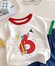 TRENDY ZONE Cotton Knit Half Sleeves 6 Numericals Printed Tee - White