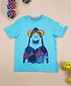 TRENDY ZONE Cotton Knit Half Sleeves Shark Printed Tee - Blue