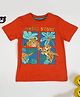 TRENDY ZONE Cotton Knit Half Sleeves Tiger Printed Tee - Orange