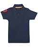 TRENDY ZONE Cotton Knit Half Sleeves Numerical Printed Polo Tee - Navy Blue