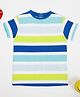 TRENDY ZONE Cotton Knit Half Sleeves Striped Tee - Blue
