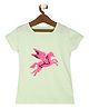 TRENDY ZONE Cotton Knit Half Sleeves Sequins Embellished Horse Designed Tee - Light Green