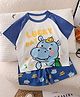 TRENDY ZONE Cotton Knit Half Raglan Sleeves Animal Printed Tee & Shorts Set - Blue