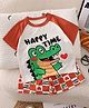 TRENDY ZONE Cotton Knit Half Raglan Sleeves Crocodile Printed Tee & Shorts Set - Orange