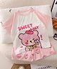 TRENDY ZONE Cotton Knit Half Raglan Sleeves Baby Bear Printed Tee & Shorts Set - Pink