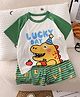 TRENDY ZONE Cotton Knit Half Raglan Sleeves Dinosaur Printed Tee & Shorts Set - Green