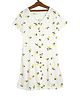 TRENDY ZONE Cotton Blend Knit Half Sleeves Lemon Printed Dress - White