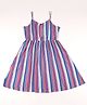 TRENDY ZONE Cotton Blend Knit Sleeveless Striped Dress - Multi Colour