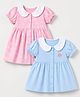 Babyhug Single Jersey Knit Half Sleeves Frocks with Floral and Leaf Print Pack of 2 - Pink & Light Blue