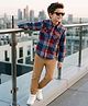 OLLINGTON ST. Set Of Cotton Woven Checks Full Sleeve Shirt  & Twill Joggers -Multicolour & Khaki