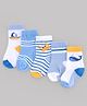 Cute Walk by Babyhug Knit Anti-Bacterial Ankle Length Striped Socks With Sea Life Design Pack of 5 - White & Sky Blue