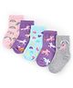 Cute Walk by Babyhug Knit Anti-Bacterial Ankle Length  Socks With Unicorn, Hearts & Rainbow Design Pack of 5 - Purple, Light Blue & Pink