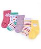 Cute Walk by Babyhug Knit Anti-Bacterial Ankle Length Striped Socks With Hearts & Floral Design Pack of 5 - Lilac, Pink & Yellow