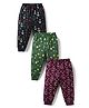 CUCUMBER Sinker Knit Full Length Lounge & Track Pants With Anchor Print Pack of 3 - Black, Wine & Green