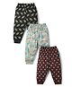 CUCUMBER Sinker Knit Full Length Lounge & Track Pants With Star Print Pack of 3 - Black, Dark Grey & Wine