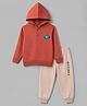 CUCUMBER Cotton Knit Full Sleeves Text Printed  Hooded T-Shirt & Jogger Set - Rust Orange
