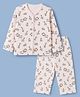 CUCUMBER Interlock Knit Full Sleeves T-Shirt & Pyjama Co-ords Night Suit With Giraffe Print - Baby Pink