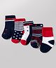 Cute Walk By Babyhug Poly Blends Knit Anti Bacterial Ankle Length Striped Socks With Paw Design Pack of 5 - Red, Dark Pink & White