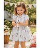 Nottie Planet Cotton Knit Half Sleeves Girl Printed Dress - Light Blue