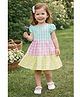 Nottie Planet Cotton Knit Half Sleeves Checked Dress - Green