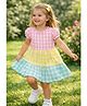 Nottie Planet Cotton Knit Half Sleeves Checked Dress - Pink