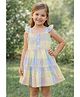 Nottie Planet Cotton Knit Half Sleeves Checked Dress - Yellow