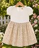 Nottie Planet Cotton Knit Half Sleeves Bear Printed Dress - Beige