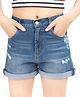 Olele Denim Woven Distressed & Washed Shorts - Blue