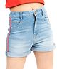 Olele Denim Woven Side Stripe Detailed Washed Shorts - Blue