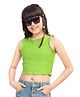 Olele Cotton Rib Knit Sleeveless Ribbed Top - Green