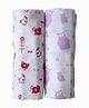 Shumee Organic Muslin Swaddle Hen and Bear Purple & Red - Pack of 2