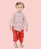 ETHNIKS NEURON Silk Woven Full Sleeves Ethnic Motifs Printed Dhoti Kurta Set - Rust Orange