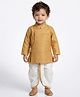 ETHNIKS NEURON Silk Woven Full Sleeves Tie Up Detailed Striped Dhoti Kurta Set - Mustard