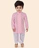 ETHNIKS NEURON Silk Woven Full Sleeves Ethnic Motifs Printed Dhoti Kurta Set - Pink