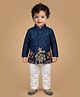 ETHNIKS NEURON Silk Woven Full Sleeves Floral Embroidered Kurta Pyjama Set - Green