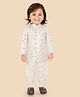 ETHNIKS NEURON Silk Woven Full Sleeves Mirror Work Detailed & Ethnic Motifs Embroidered Kurta Pyjama Set - Cream