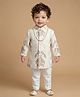 ETHNIKS NEURON Silk Woven Full Sleeves Peacock & Elephant Embroidered Kurta Pyjama Set - Cream