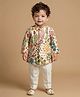 ETHNIKS NEURON Silk Woven Full Sleeves Floral Embroidered Kurta Pyjama Set - Cream