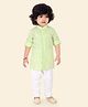 ETHNIKS NEURON Silk Woven Full Sleeves Ethnic Motifs Printed Kurta Pyjama Set - Green