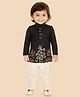 ETHNIKS NEURON Silk Woven Full Sleeves Sequins Embellished & Floral Embroidered Kurta Pyjama Set - Black